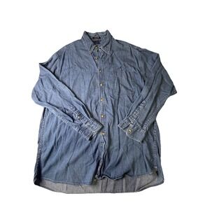 Club Room by Charter Club Denim Jean Shirt Men's XL 100% Cotton Western 90s